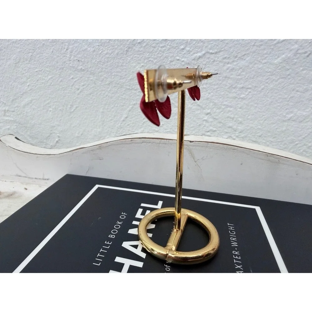 Red Bow Stud Earrings Gold Accent‎ | Cute Holiday Christmas Gift | NEW
